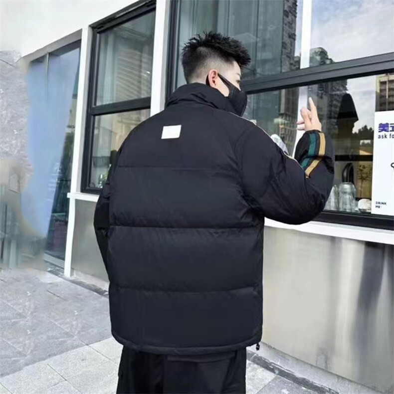秋冬立领潮牌条纹羽绒服御寒轻薄保暖韩版青年防寒短款外套男装,男装羽绒服,钱塘6003（原4033）