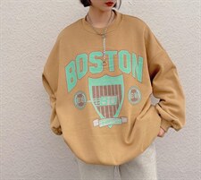 2021年冬装新款韩版宽松加绒加厚卫衣，女装卫衣/绒衫，咖啡色