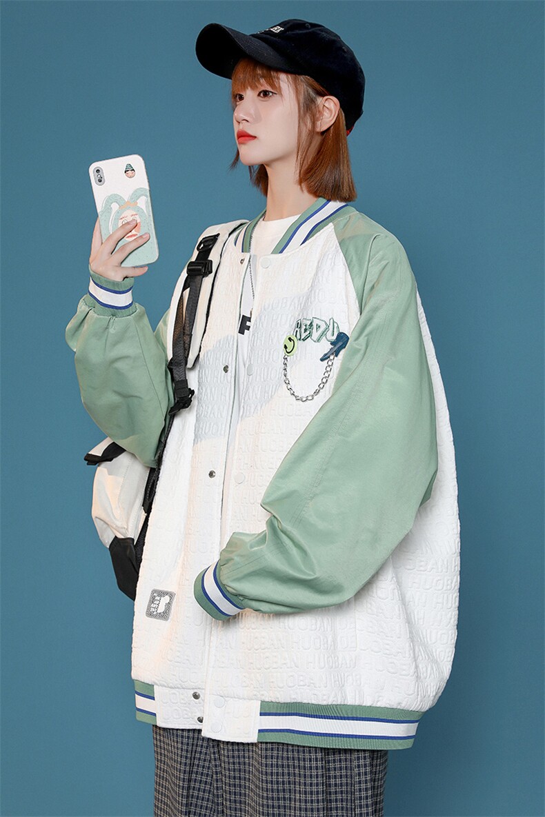 秋装新品潮韩版夹克棒球服男女2023中性风休闲刺绣外套8013-P95,男装夹克,电商A441-1