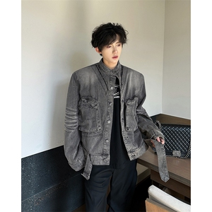 复古高街牛仔外套男装设计感cleanfit短款牛仔衫夹克JK08969-P83图片