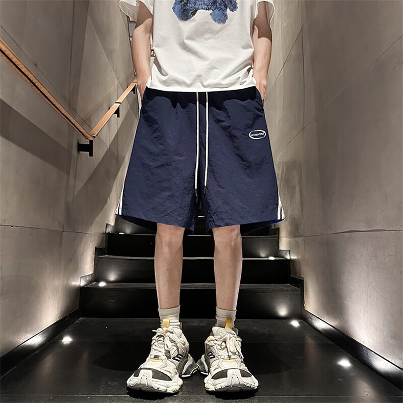 条纹撞色速干短裤男夏季薄款宽松五分裤FSDK246M-3XL特p30控58,男装牛仔裤,电商B219B