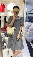韩系格子连衣裙，女装连衣裙，LiLi