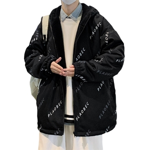 新款冬季加绒加厚棉衣羊羔绒双面穿外套青少年男装MY102P95图片