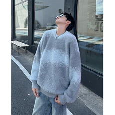 秋季圆领毛衣男撞色条纹慵懒风休闲宽松潮牌针织衫外套潮，男装针织衫/毛衣，星座1013