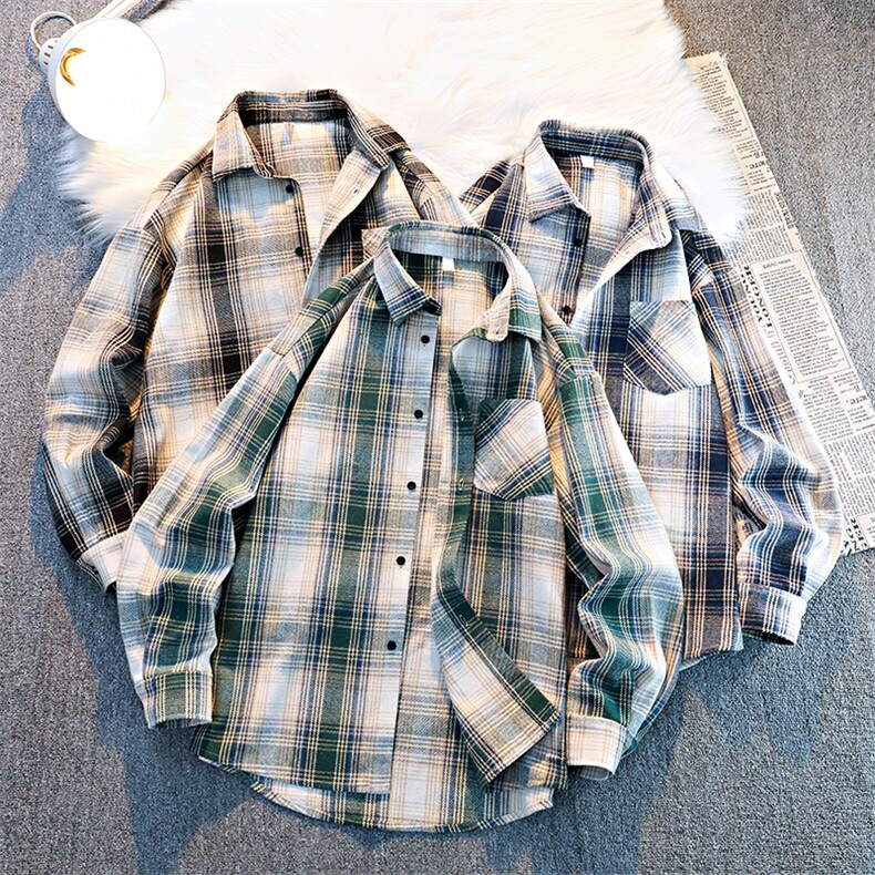 春季潮流格子衬衫男休闲长袖外套青少年男装图片