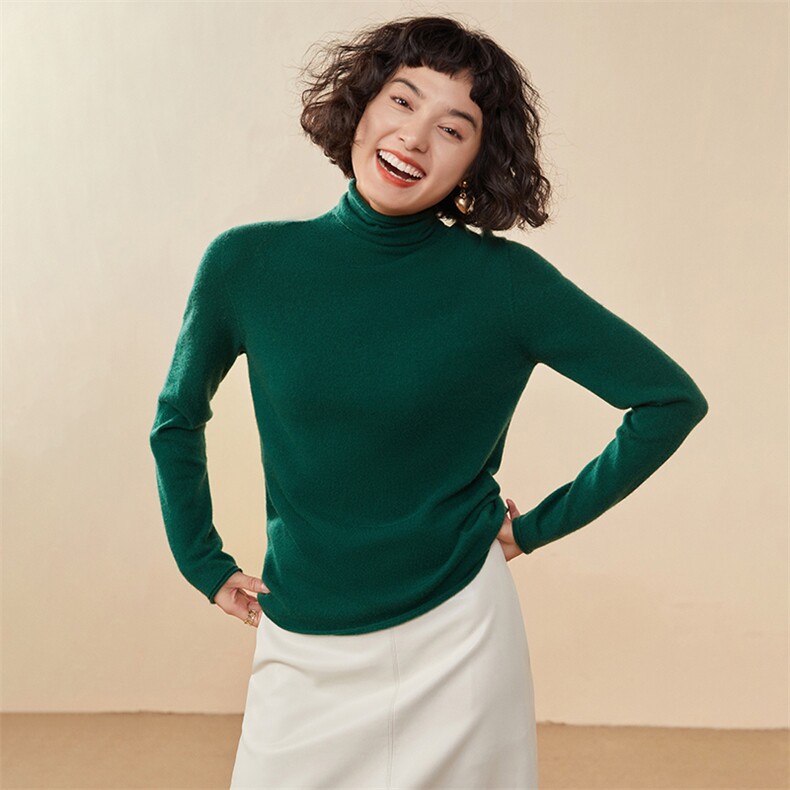 秋冬季新款舒适时尚百搭一线成衣平面堆堆领羊绒衫,女装羊绒衫,雅之冉羊绒