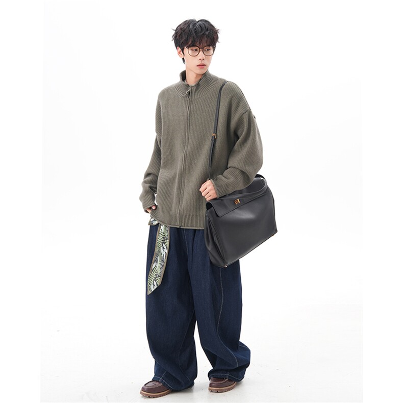 韩系卷边开衫毛衣cleanfit宽松慵懒男女开衫外套3621-特P88控158,男装针织衫/毛衣,电商B295
