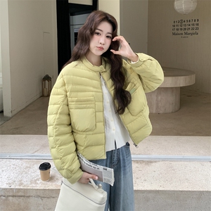 极简风休闲轻羽绒服女2025冬季新款韩系立领保暖白鸭绒百搭厚外套图片