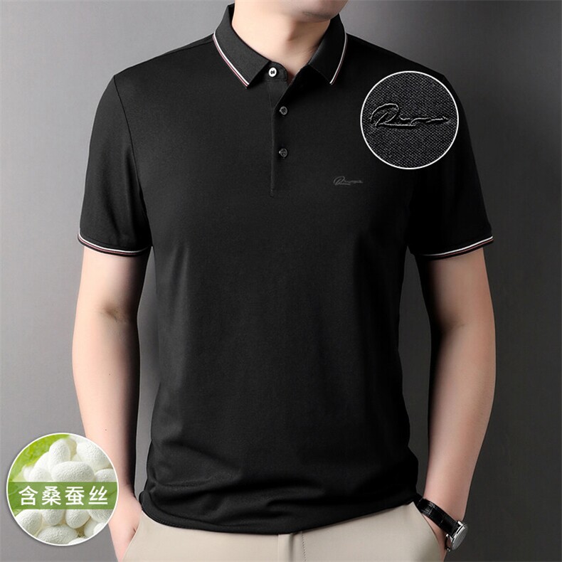 2025夏季新款短袖T恤上衣男撞色商务休闲高级翻领Polo衫,男装Polo衫,电商B212（原钱塘6029）