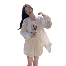 新中式时尚防晒套装女2025春夏季新款高级感国风显瘦短裤三件套装，女装套装/套裙，2C187