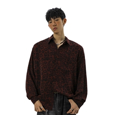 无影墙豹纹长袖衬衫大码M-5XL100%聚酯纤维衬衫男CS78728P35控58，男装衬衫，星座226-1
