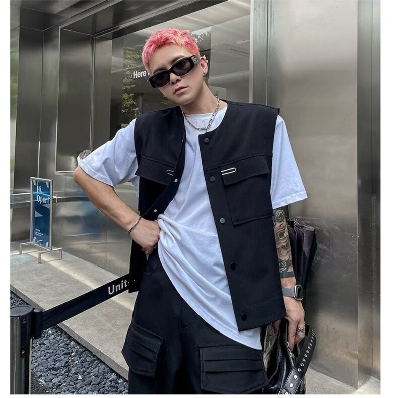 潮流青春流行西装领原宿秋季男新款马甲文艺纯色时尚简约标准潮,男装背心/马甲,星座506A