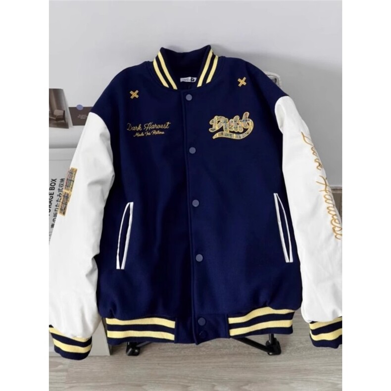 字母刺绣棒球服外套男女秋设计感宽松休闲百搭情侣上衣HH3990P68,女装短外套,星座1013-5