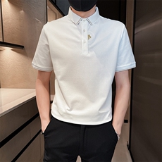 2025夏季新款短袖T恤翻领Polo衫刺绣设计25089-P48，男装T恤，电商D342