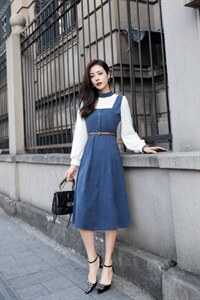 【现货】新款拼接灯芯绒连衣裙图片