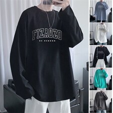 纯棉长袖t恤男士秋季上衣宽松潮流印花打底衫 NQY628TP25控38图片