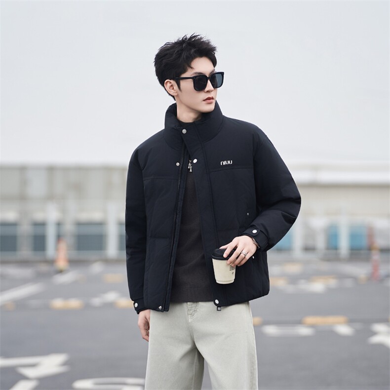 37868-M-3XL-P205标50绒社会小伙纯色百搭休闲立领鸭绒羽绒服男，男装羽绒服，电商B255