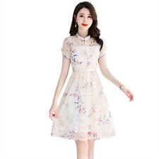 2023夏季新款优雅刺绣连衣裙修身显瘦气质淑女裙，女装连衣裙，鑫鑫美