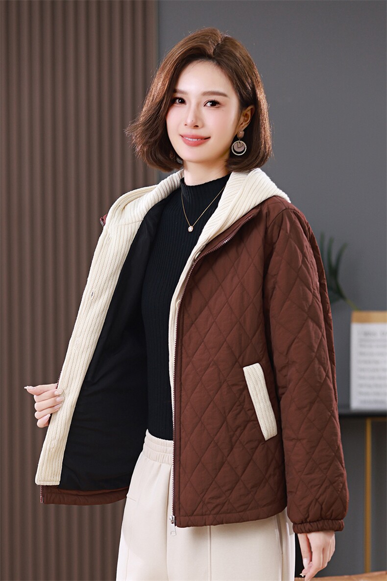 叶笙衣1180毛线连帽假俩件棉衣,女装棉衣/棉服,叶笙衣