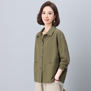 休闲短款外套女春秋2026新款小个子洋气百搭大码宽松中年妈妈上衣图片