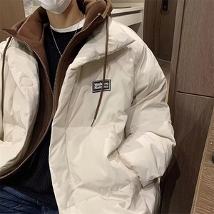 美式复古冬季加厚棉服男款套装假两件棉衣男外套保暖棉袄,长筒靴可以搭配粉色大衣吗图片