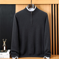 2025年秋季半拉链时尚百搭通勤简约休闲长袖，男装羊绒套衫，恒标羊绒