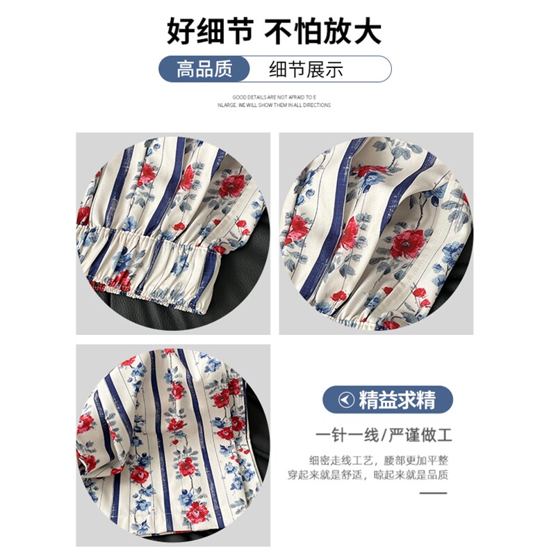 复古玫瑰碎花阔腿裤女夏2025新款慵懒设计感高腰垂感冰丝亚麻裤,女装休闲裤,星座1210-1