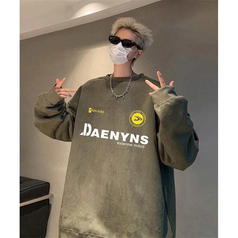 抖音得物供货提供视频秋冬重磅美式麂皮绒圆领卫衣JY390,男装卫衣,电商A486