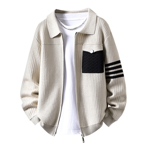 【抖音得物】2025秋季时尚毛衣针织开衫翻领男士宽松长袖图片