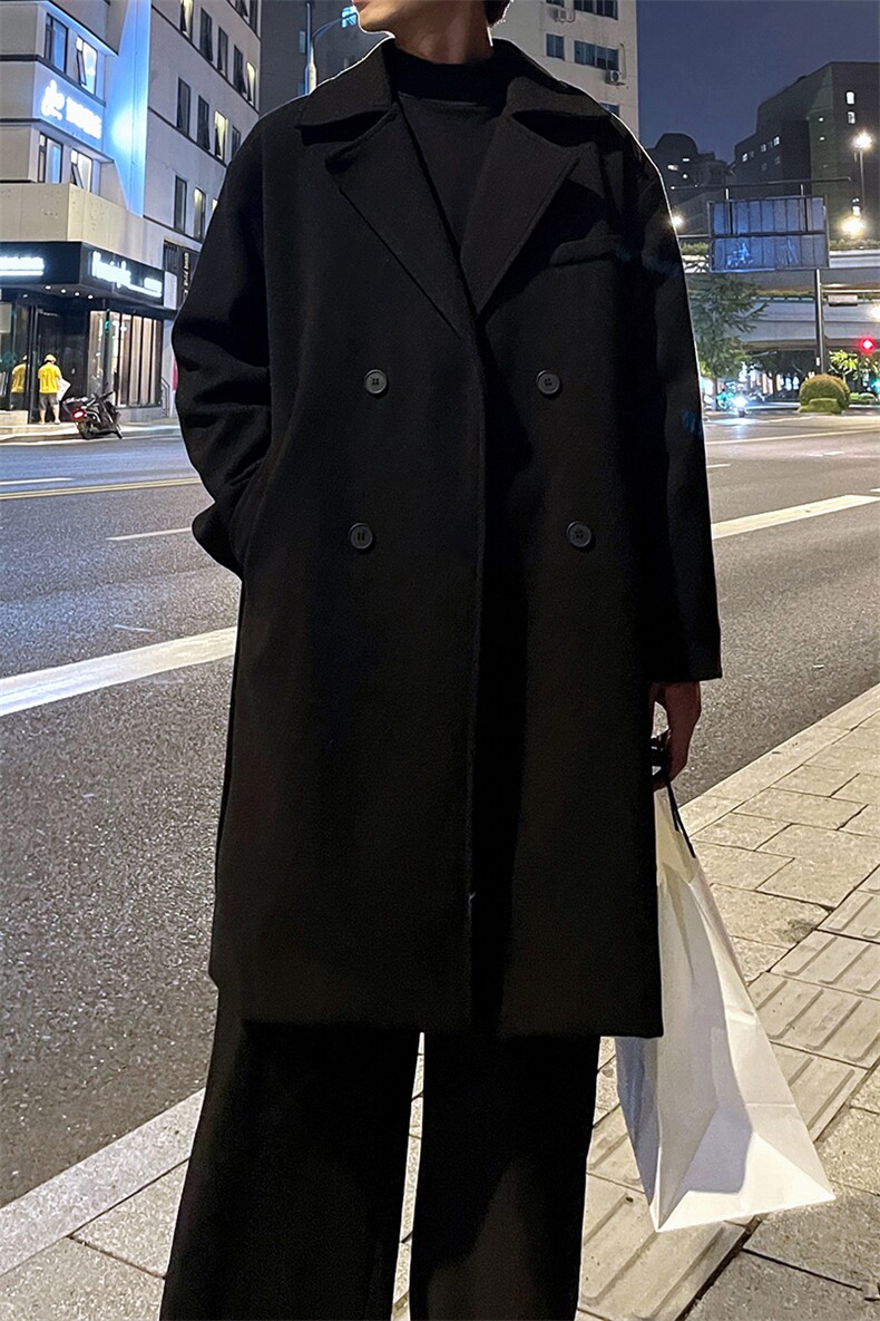 秋冬宽松毛呢大衣男潮高级感中长款风衣外套MN99995/P100加棉P110,男装风衣,电商B316