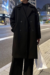秋冬宽松毛呢大衣男潮高级感中长款风衣外套MN99995/P100加棉P110图片