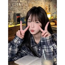 W10411-P28网图现货美式复古格子衬衫高级潮牌百搭休闲长袖衬衣，男装衬衫，星座1608