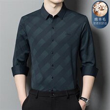 高端长袖条纹春秋绵羊毛中青年免烫商务休闲男士衬衣XY6651-P115，男装衬衫，星座1105-3