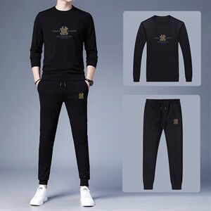 爸爸运动套装男士春秋季上衣中老年人休闲服中年卫衣超大码两件套图片
