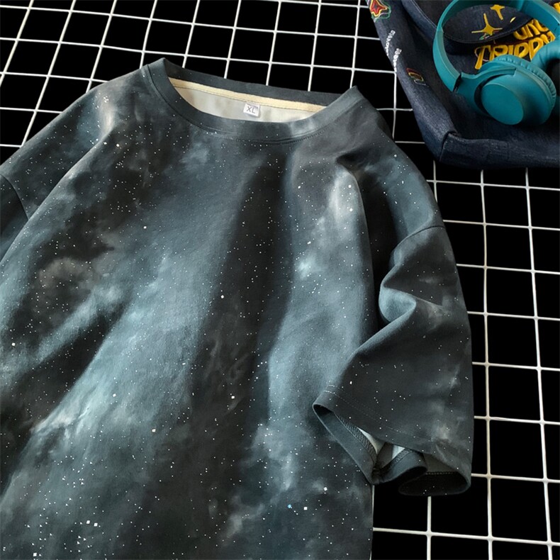 量大优供视频纯棉星空满天星短袖T恤男XH56-特P28,男装T恤,电商B367