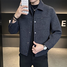 含羊毛短款呢大衣外套秋冬男装夹克C317-ML798-P178，男装夹克，电商C317