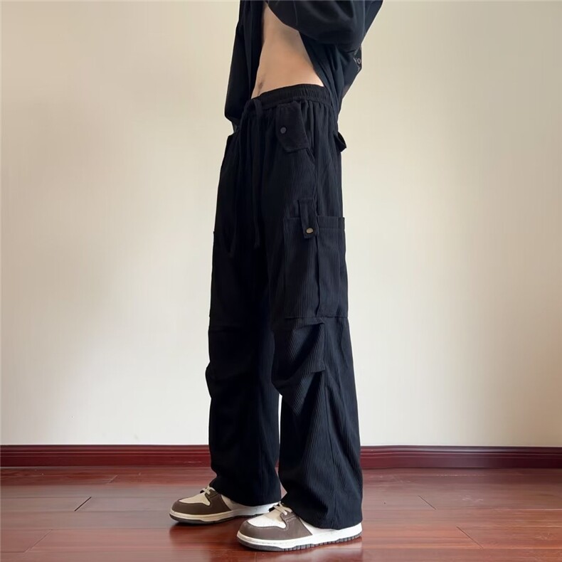 灯芯绒工装裤男港风潮流大口袋个性2023冬季新款ins长裤K4752-P43,男装休闲裤,星座412-3