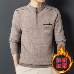 BF2627钱塘2020-2中年男士秋冬厚款加绒商务休闲长袖针织衫P77图片