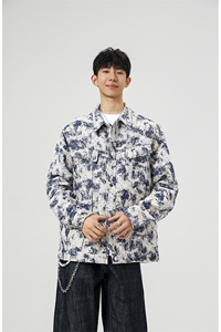 可二开定制扎染雾霾小香风面料大码M-5XL夹克男JK78082P79控128图片