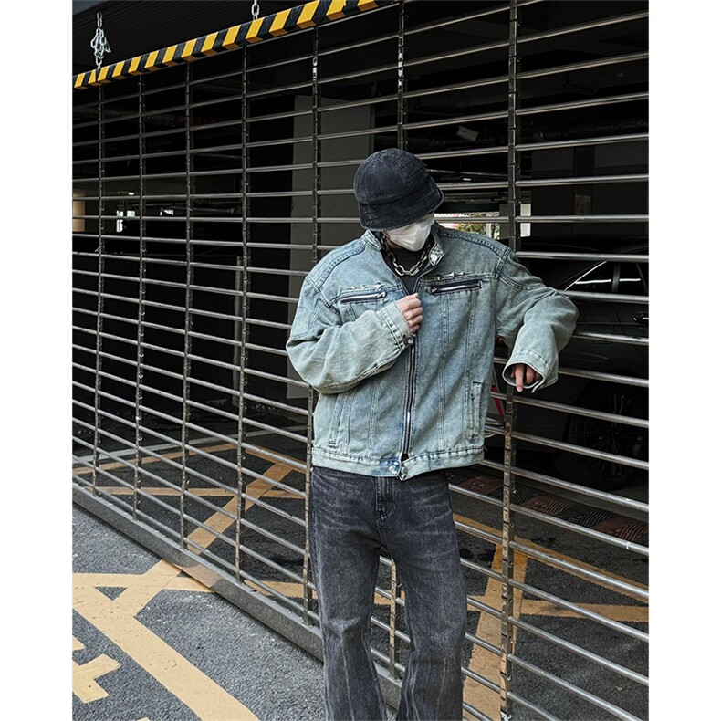 自家图，博主风cleanfit牛仔外套男美式复古垫肩夹克JK2409-P95,男装夹克,星座1007（原301D）