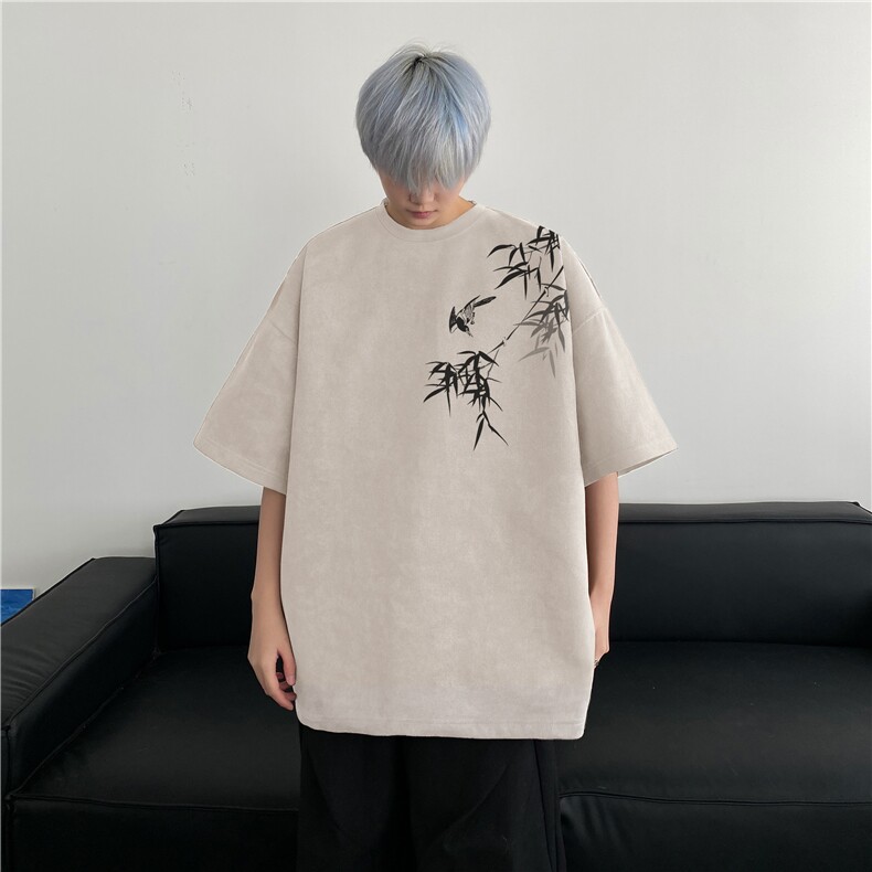 得物抖音直播高品质麂皮绒风印花宽松短袖djp298-特批23控39,男装T恤,星座605(原A050)