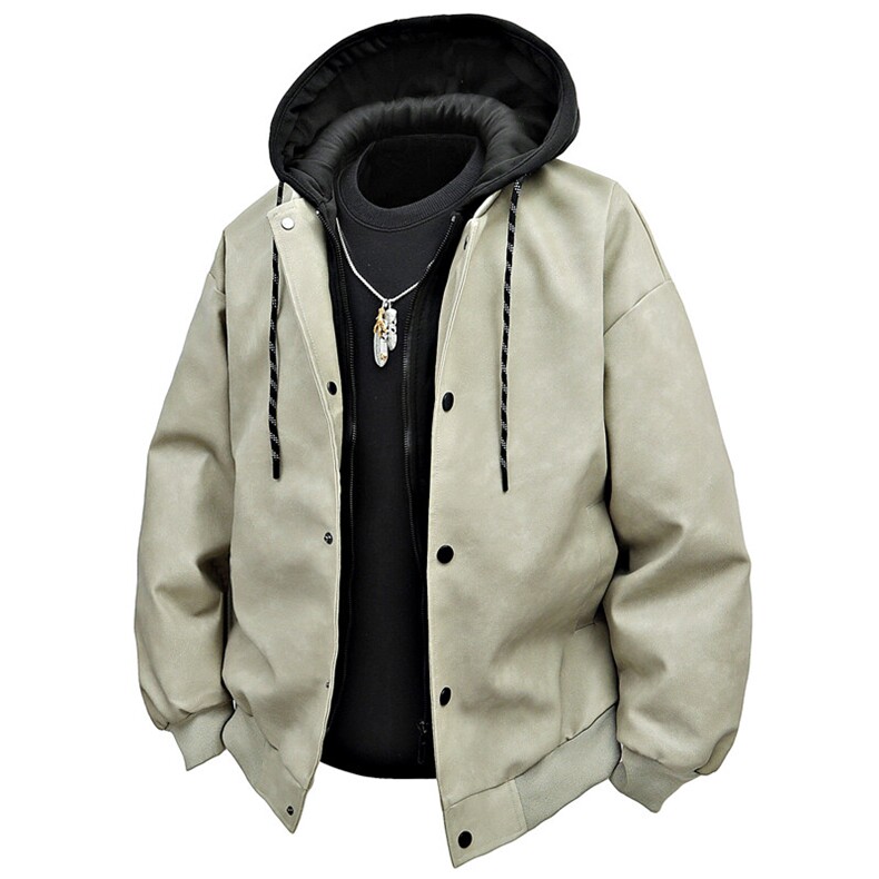 特批2025新款3D平铺美式宽松连帽PU皮夹克JK2503P75，男装夹克，电商A247B