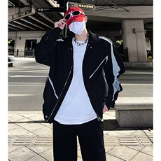 美式小众拼接外套男春秋季ins廓形宽松休闲运动夹克外套1287-P68，男装夹克，星座910-5