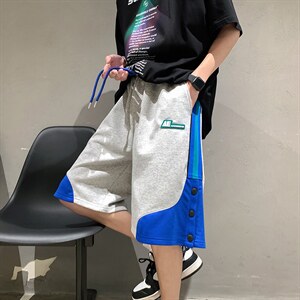 2025夏季 港风排扣宽松拼色休闲短裤 B266-DK07-P30图片