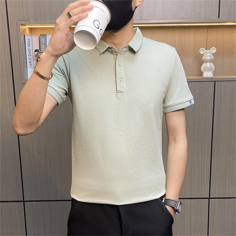PL913-P40短袖男款polo衫2新款简约纯色半袖t恤帅气百搭带领，男装Polo衫，电商D310B-1
