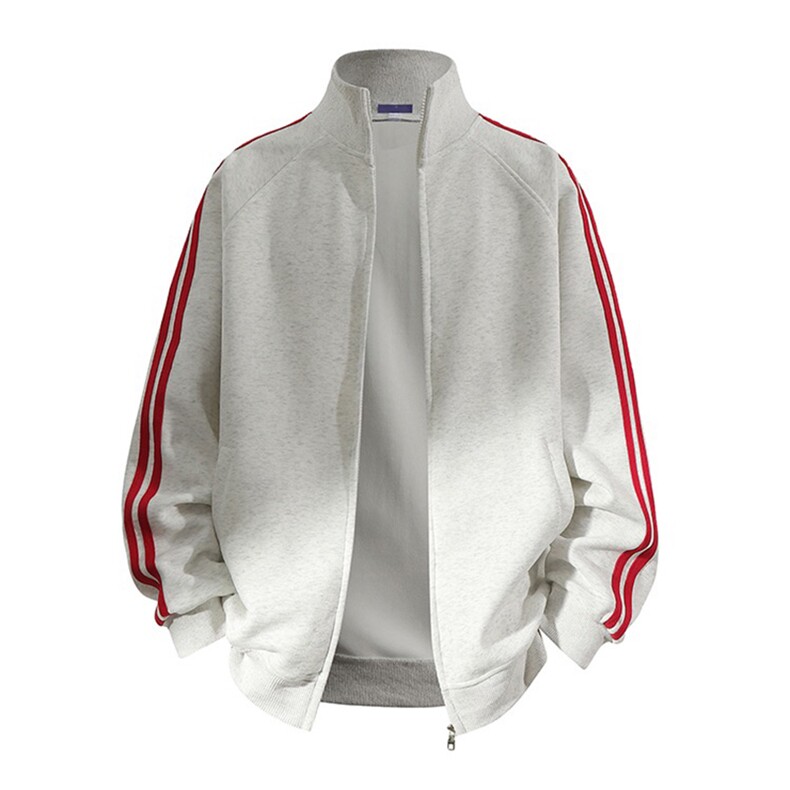 抖音得物高品质二开美式重磅宽松纯色立领双头双拉链卫衣外套W72，男装卫衣，电商A486-1