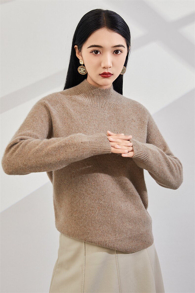 2025秋冬新款羊绒衫女100%纯山羊绒高领加厚通勤毛衫保暖针织套衫,女装羊绒衫,美够羊绒