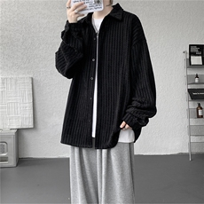8XL-M鱼骨纹小香风衬衫男生春秋衬衣宽松慵懒垂感外套CS29009P45，男装衬衫，电商B312