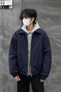 黑色美式飞行夹克棉服男款冬季加厚夹棉棉衣cleanfit翻领短款外套图片