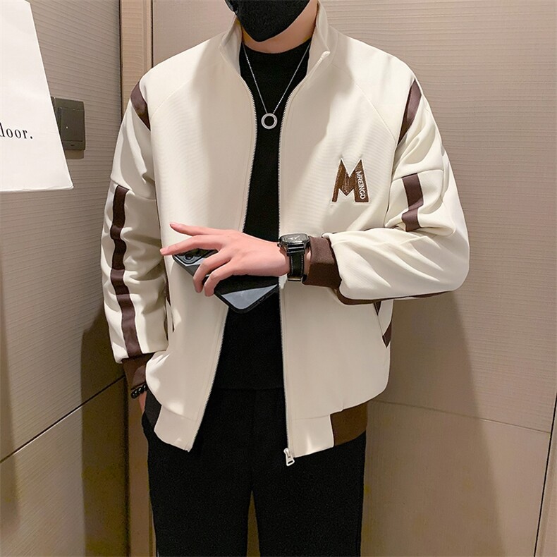 JK01-P95秋季立领简约款夹克男韩版百搭休闲外套潮流ins上衣黑,男装夹克,电商D323（原B261）